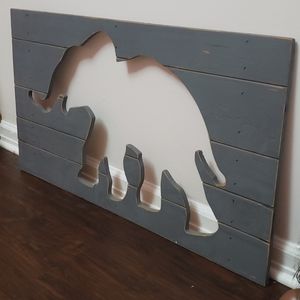 Grey Elephant Wood Plaque